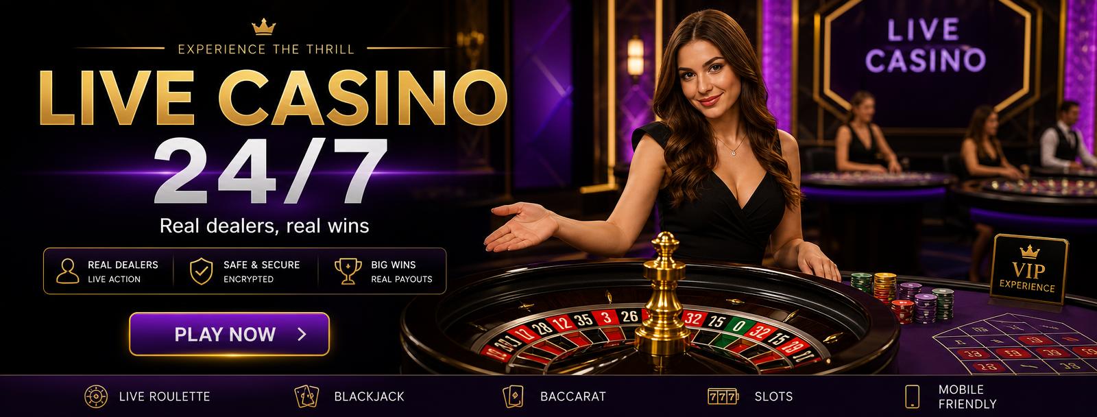 Live casino 24/7 at BetVibe