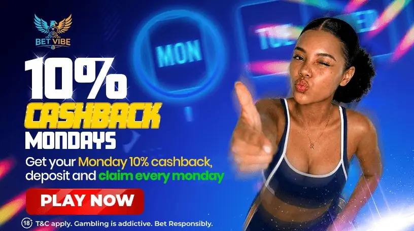CASHBACK MONDAY 10% promotion at BetVibe Casino